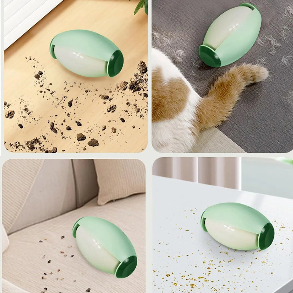 Green and white washable reusable gel lint roller ball for pet hair removal from fabrics