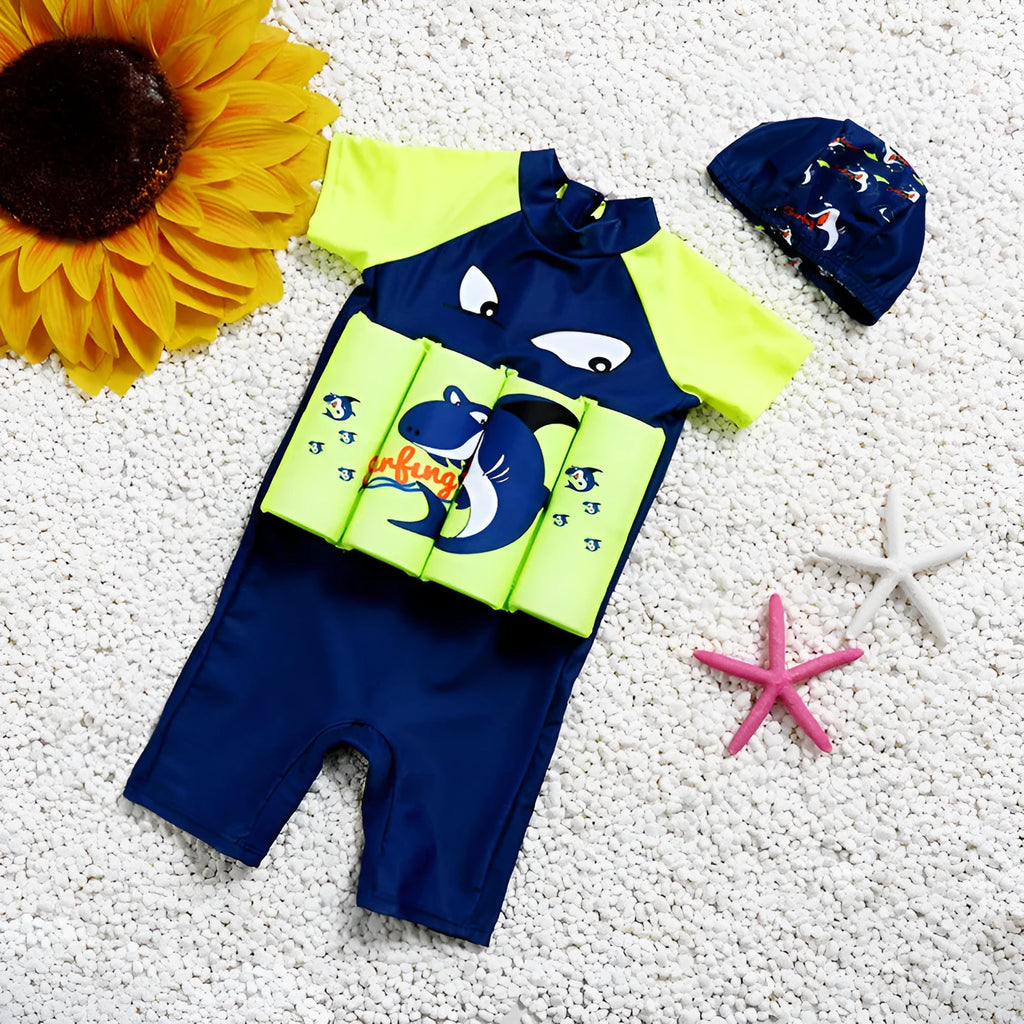 Children's buoyancy swimsuit with sun protection in Korean style patterns for swimming pool education