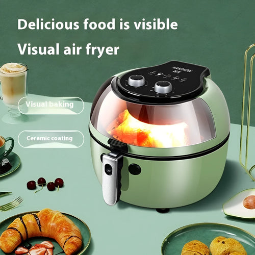8-litre mechanical button air fryer oven with visible window and nano-ceramic coating
