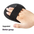 Finger bath scrubber in rubber with round cake design options and included towel