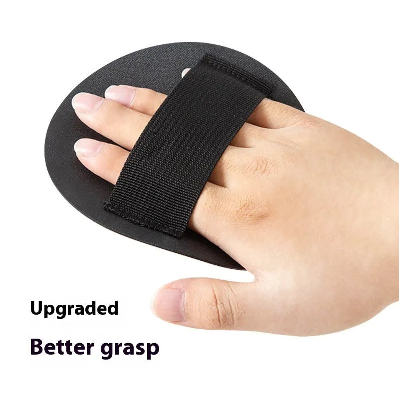 Finger bath scrubber in rubber with round cake design options and included towel