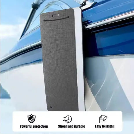 Blue EVA foam marine bumper fender with rope, shown next to a grey one.