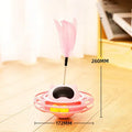 17cm diameter rotating cat toy turntable with ball attachment in pink, blue, yellow, and white colour options