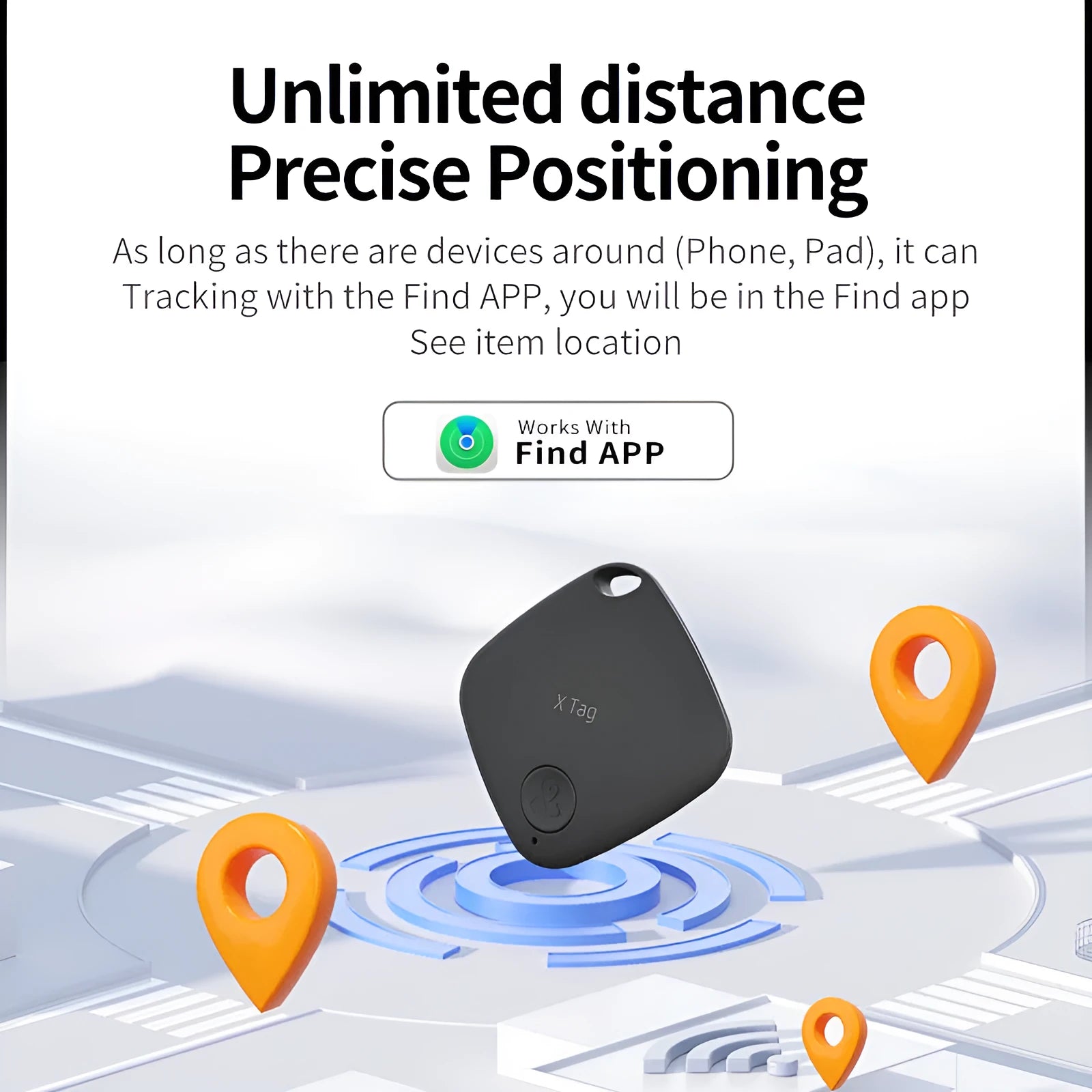 Diamond Global Locator intelligent positioning key ring in black, blue, green, pink, or white colours