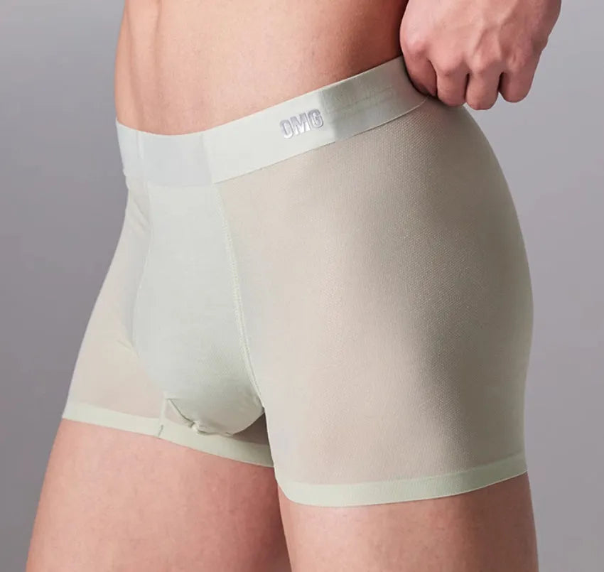 Men's lightweight seamless antibacterial sports underwear in black, shown flat.