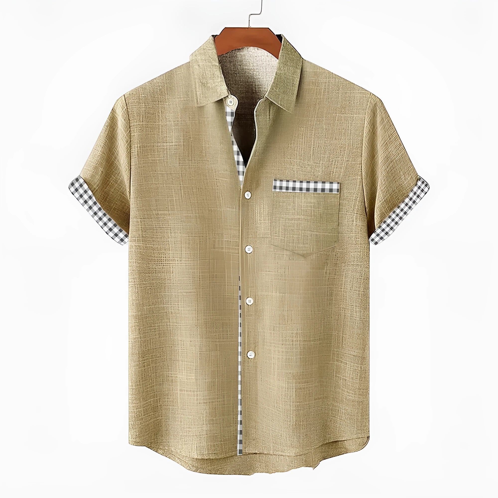 Linen short sleeve shirt with ocean fish pattern in loose casual fit