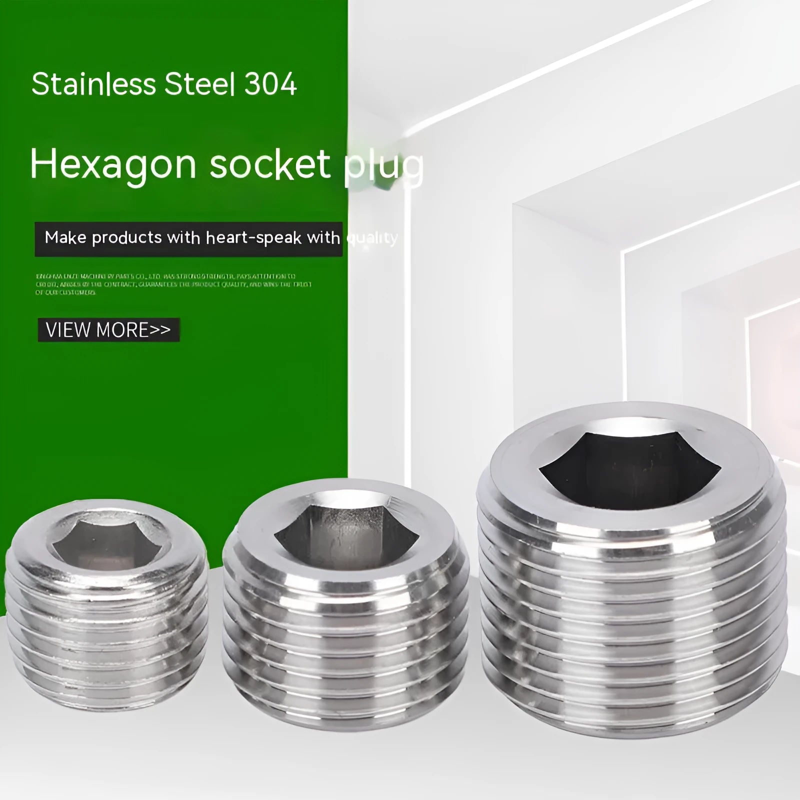 Stainless steel 304 bulkhead hexagonal plug pipe fitting for 3/8 inch series installations