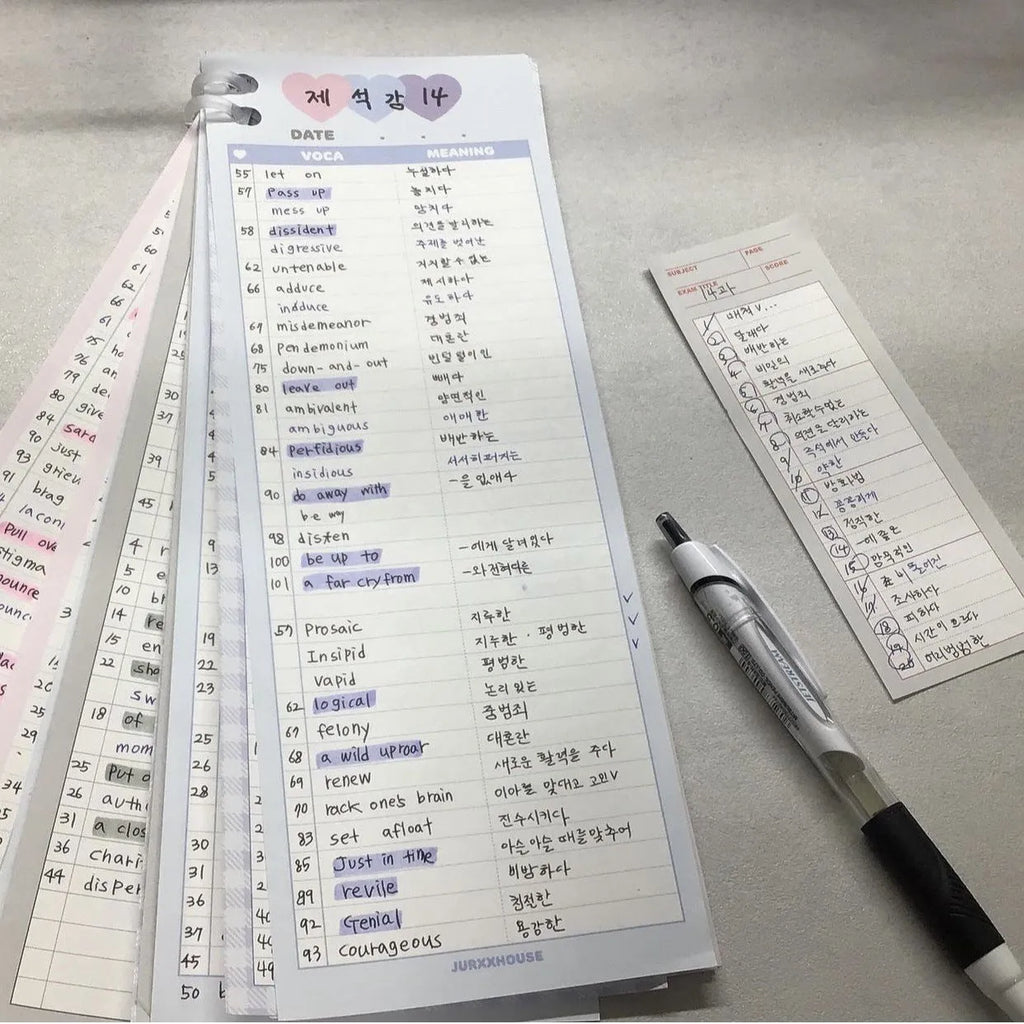 B5 half size learning notepad with vertical double-sided printing for English vocabulary practice