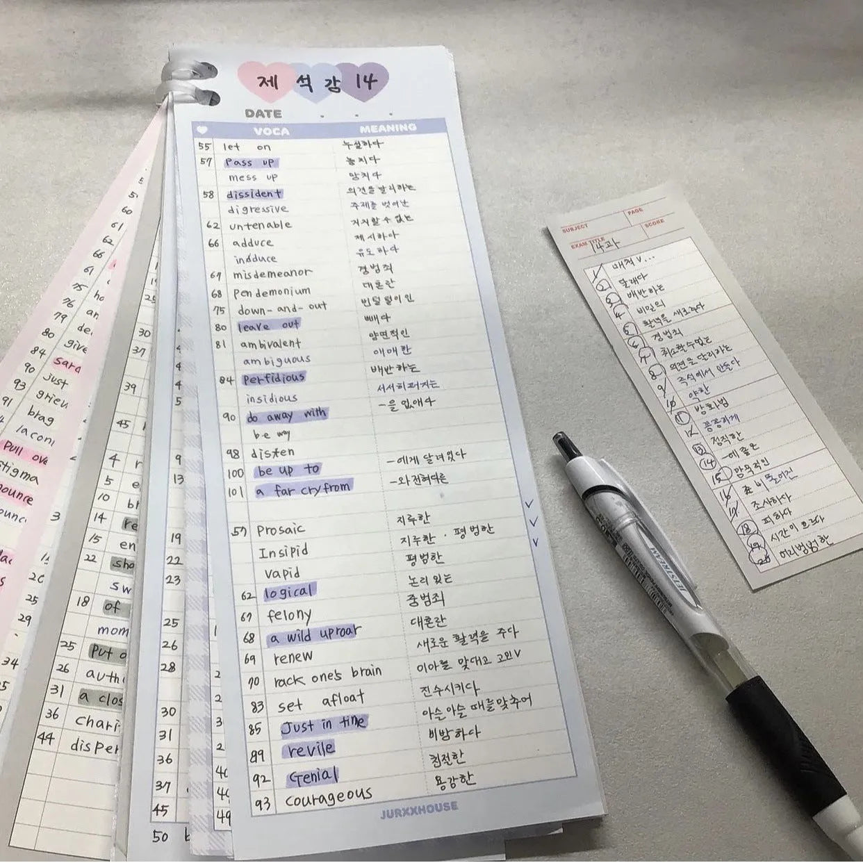 B5 half size learning notepad with vertical double-sided printing for English vocabulary practice