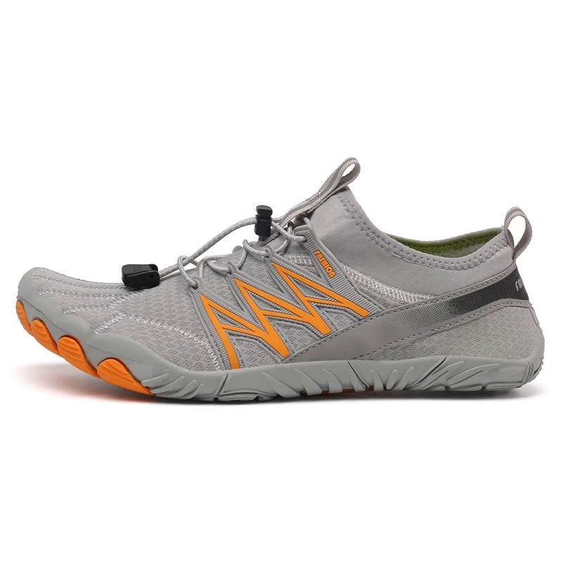 Lightweight striped training sneakers with a mesh upper and non-slip rubber sole in multiple colour options.