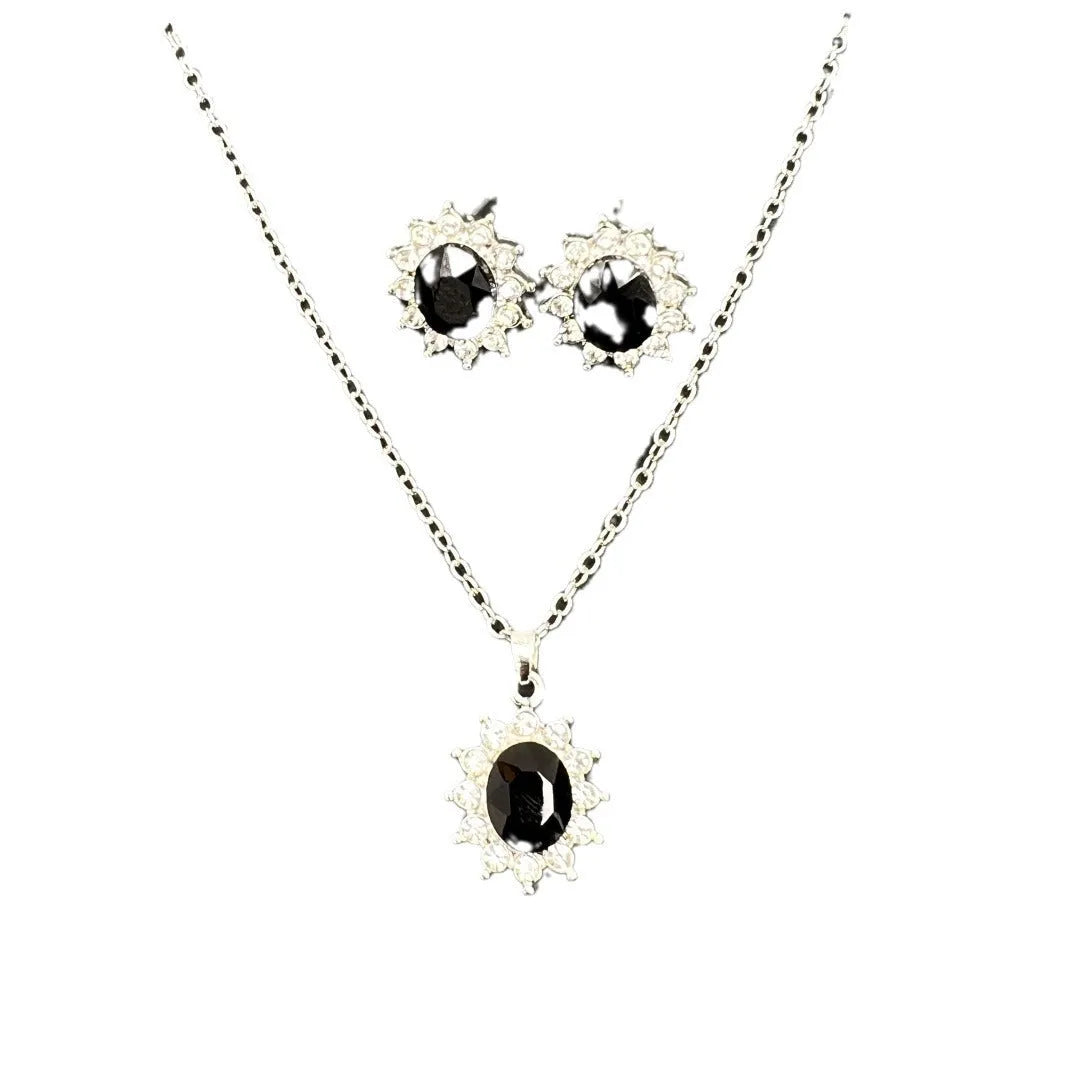Sunflower zircon necklace and earring set in multiple colour options