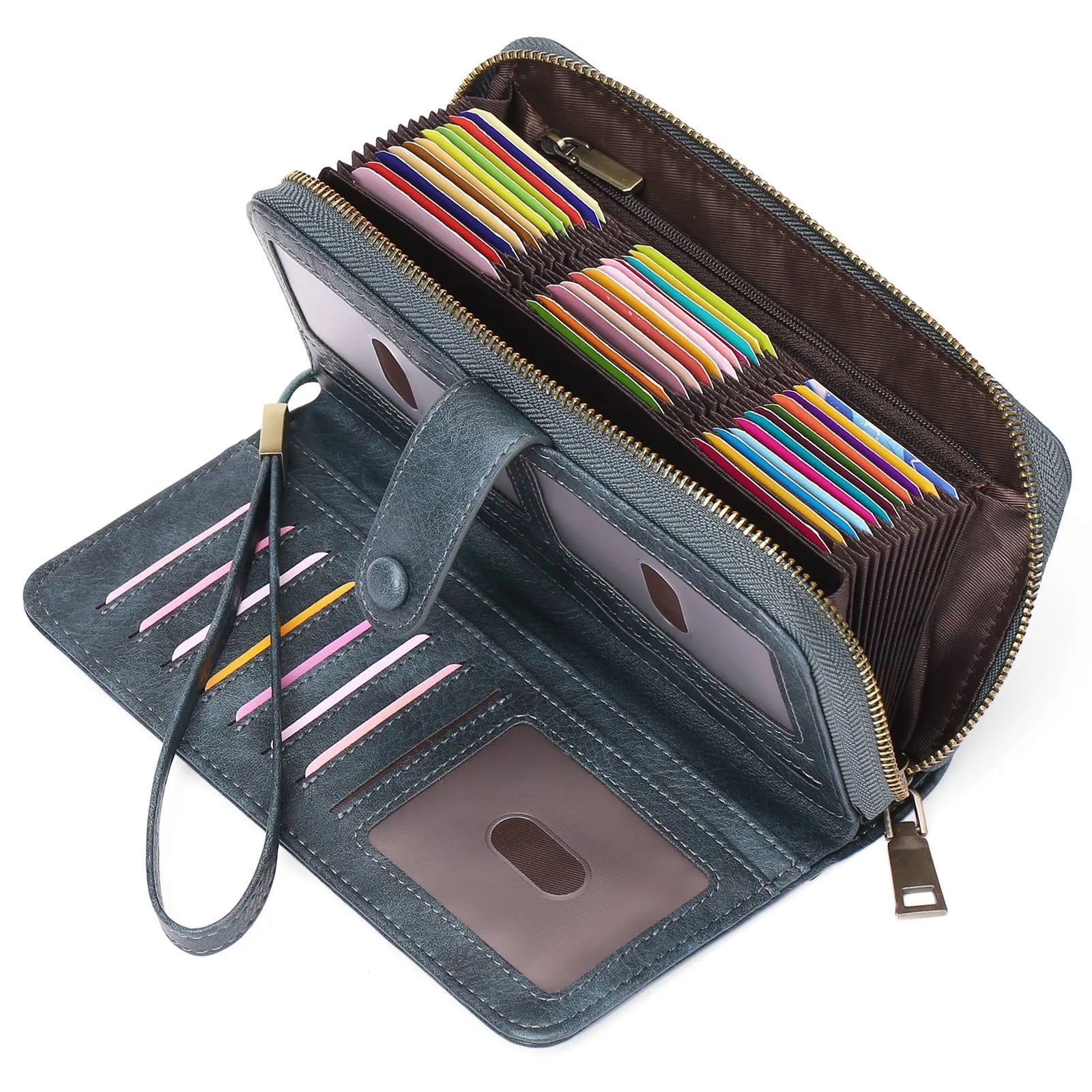 Women's expanding card holder wallet with anti-theft RFID protection in multiple colour options