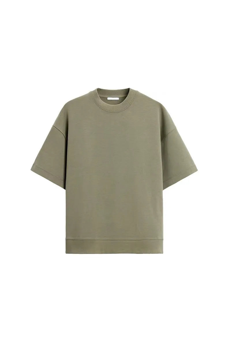 Short sleeve top and matching shorts set with double-sided cloth texture in urban style