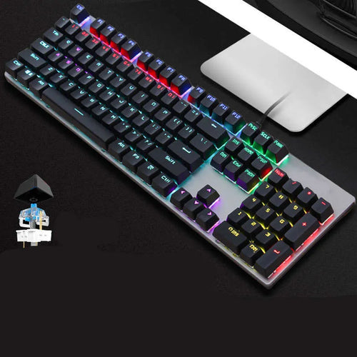 AOC GK410 mechanical keyboard with metal frame and USB cable on desk