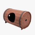 Brown polyester felt wine barrel-shaped pet bed for cats and small dogs