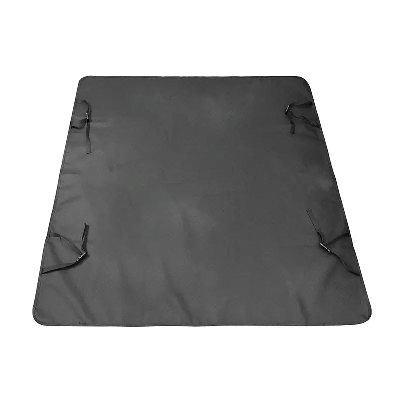 Waterproof car rear seat pet mat with non-slip backing in grey with dog footprint pattern