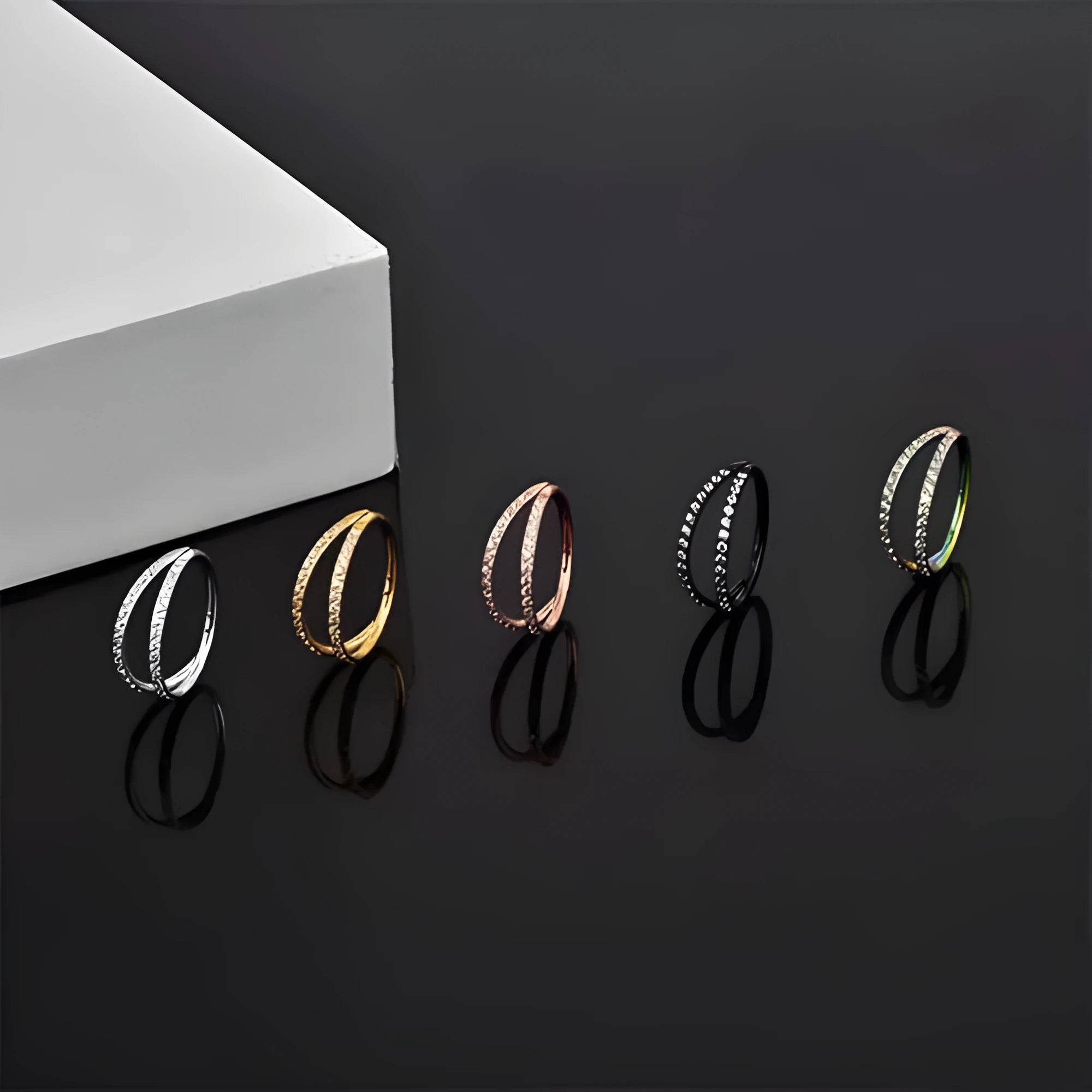 G23 titanium alloy nose ring lip ring earrings with diamond process in steel or gold finish