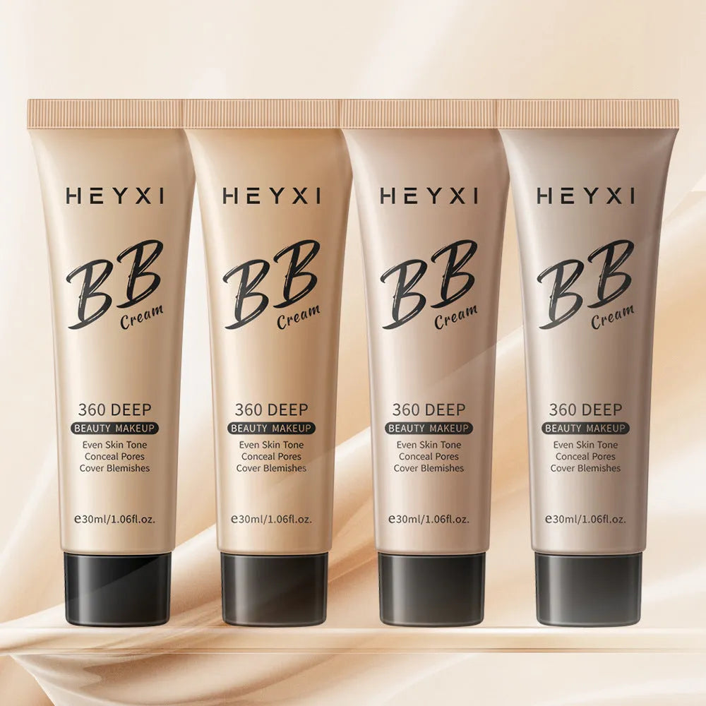 Waterproof BB cream tube showing four colour shade options for different skin tones