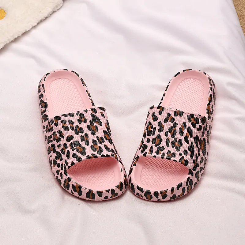 Leopard print slippers for women with thick EVA sole in multiple colour options