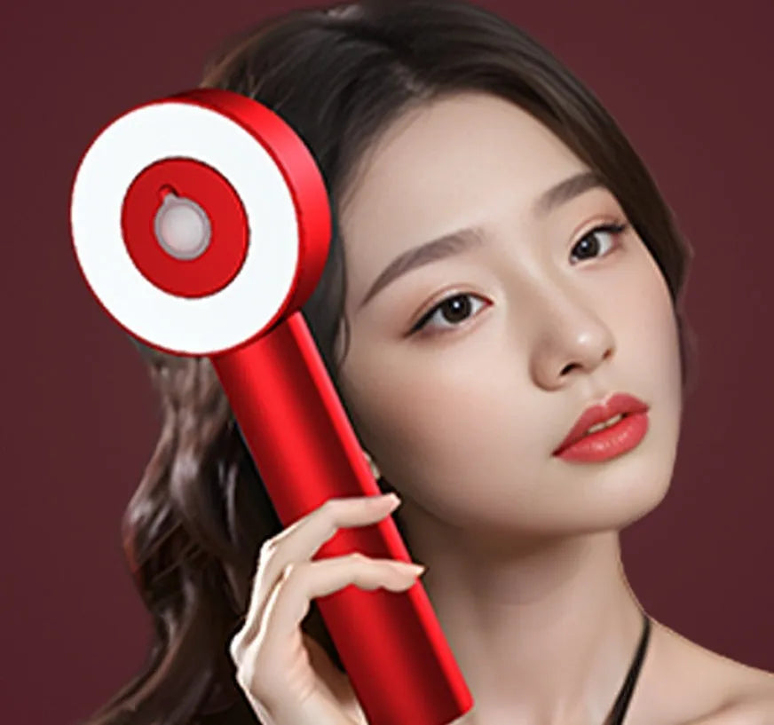 Rechargeable red and blue LED scalp massage hair comb with Type-C charging port