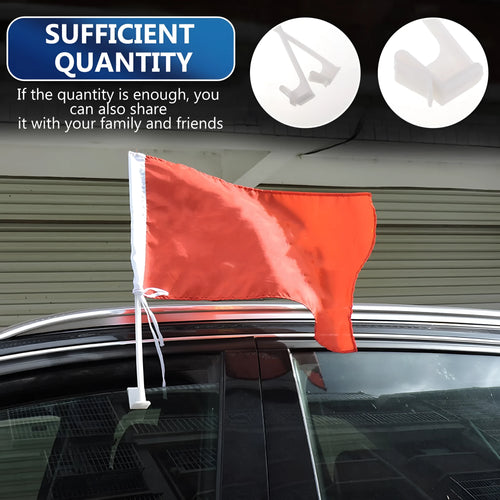 Ten white PP plastic car window flag pole holders mounted on vehicle