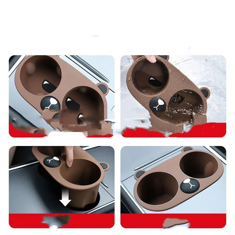 Grey silicone anti-shake insert for a car centre console cup holder