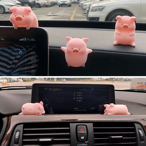 Small cartoon pig resin figurine car dashboard ornament