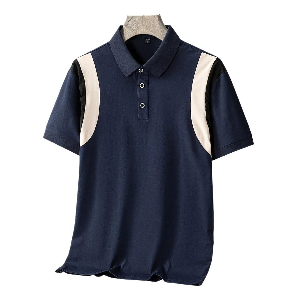 Men's striped business t-shirt with thin cotton fabric and Korean loose fit styling