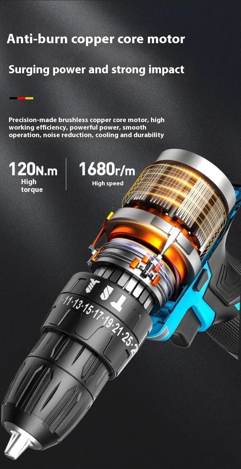 12V dual-speed impact pistol drill electric screwdriver with pistol grip and luxury packaging