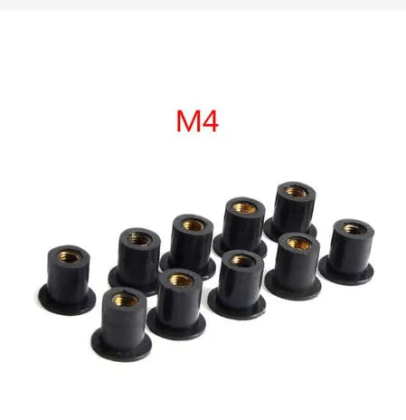 Motorcycle modification brass expansion rubber well nut fasteners in M4 M5 M6 sizes
