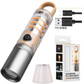 Orange or beige dual light source flashlight with keychain and hook attachments