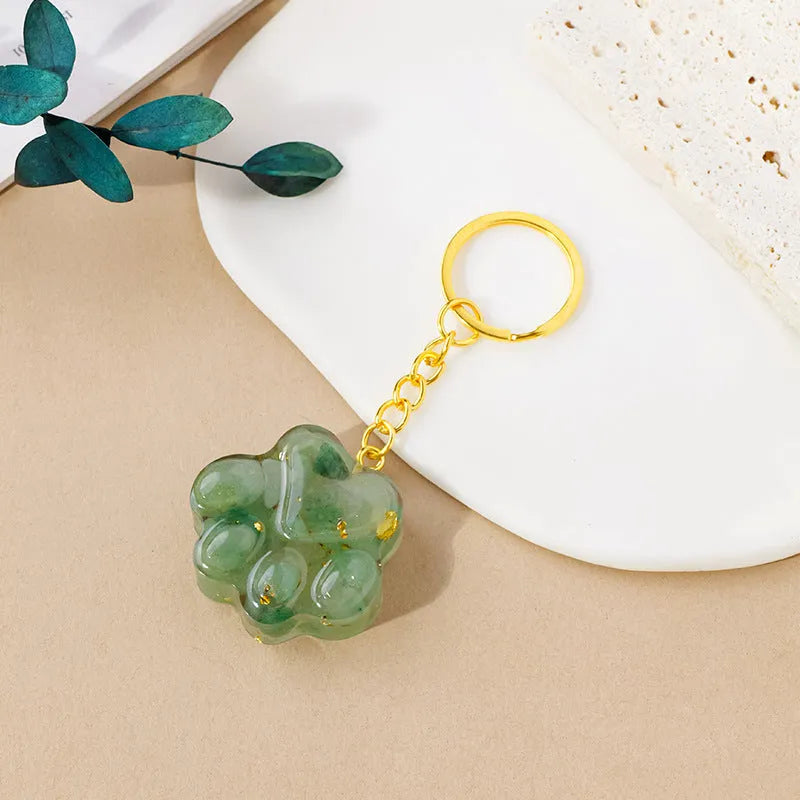 Natural crystal cat's paw keychain pendant in random colour option