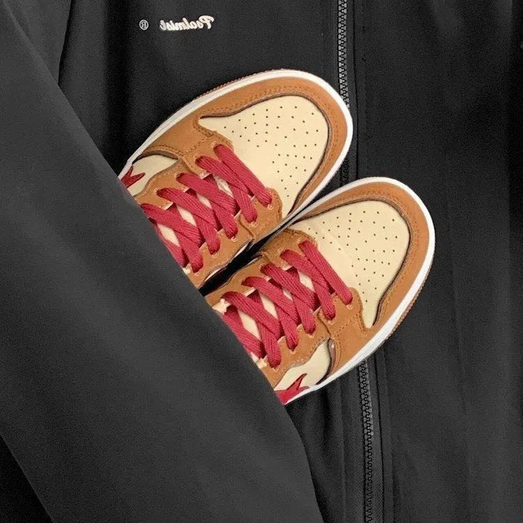 Brown women's platform sneakers with sequin trim and 3-5cm heel