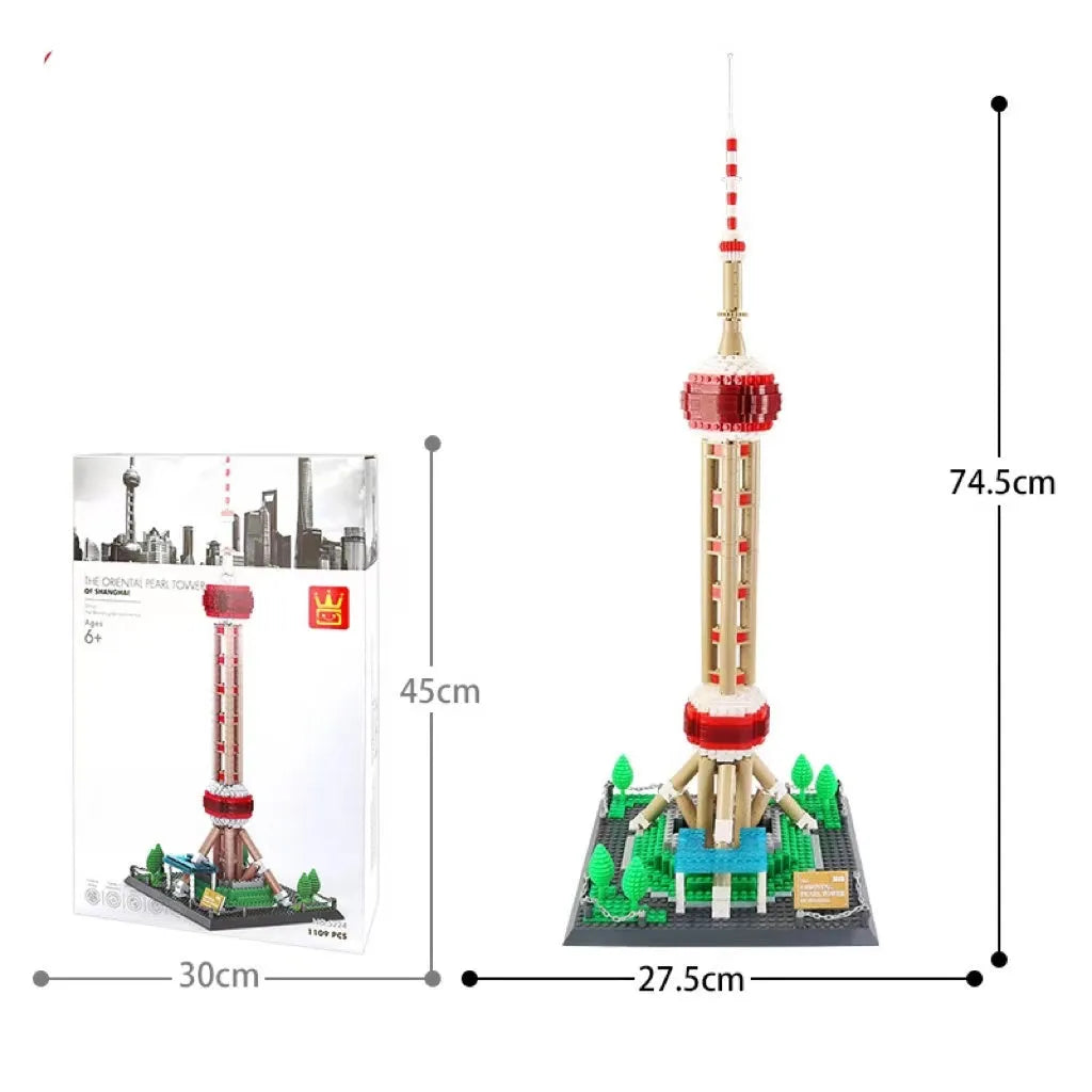 Wange ABS plastic small particle building blocks set with international architecture models