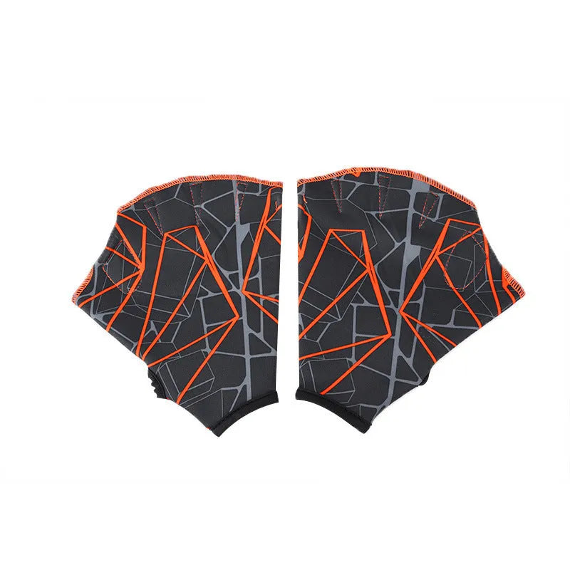 Duck feet webbed swimming gloves in multiple colour prints, sizes S, M, L.