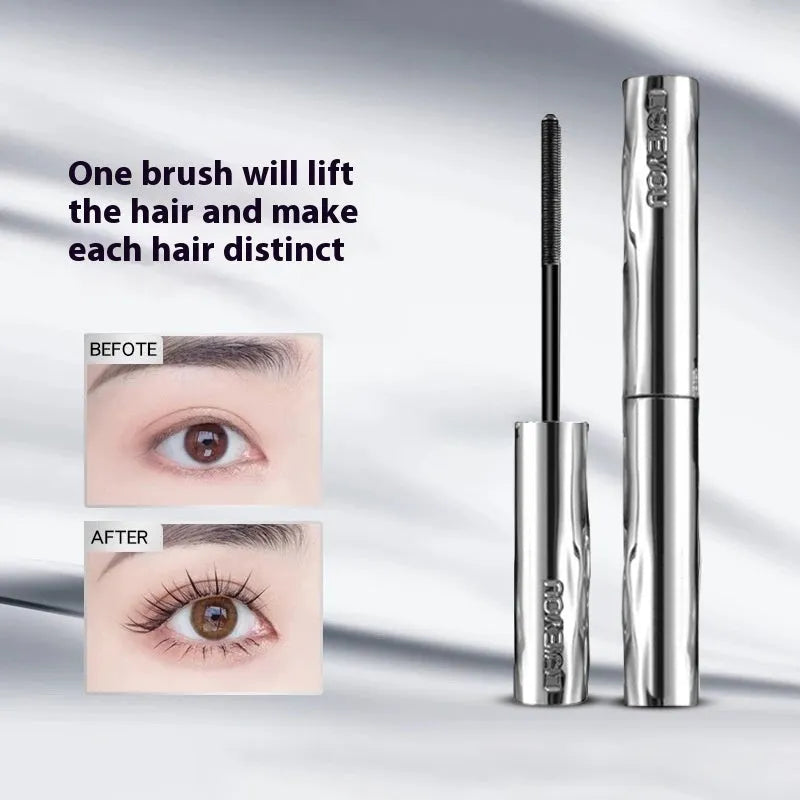 Waterproof mascara in steel tube with black and brown colour options and optional eyelash curler