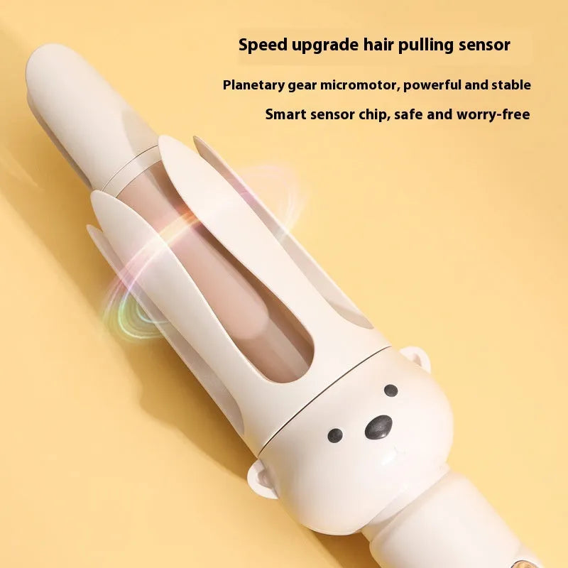 Beige automatic hair curler with anion technology and wired UK plug