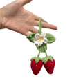 Handmade strawberry-shaped car pendant woven from cotton and hemp with Lily of the Valley hook knitting wool technique