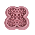 Silicone pet licking pad with textured surface in various colours measuring 19cm by 21cm for slow feeding