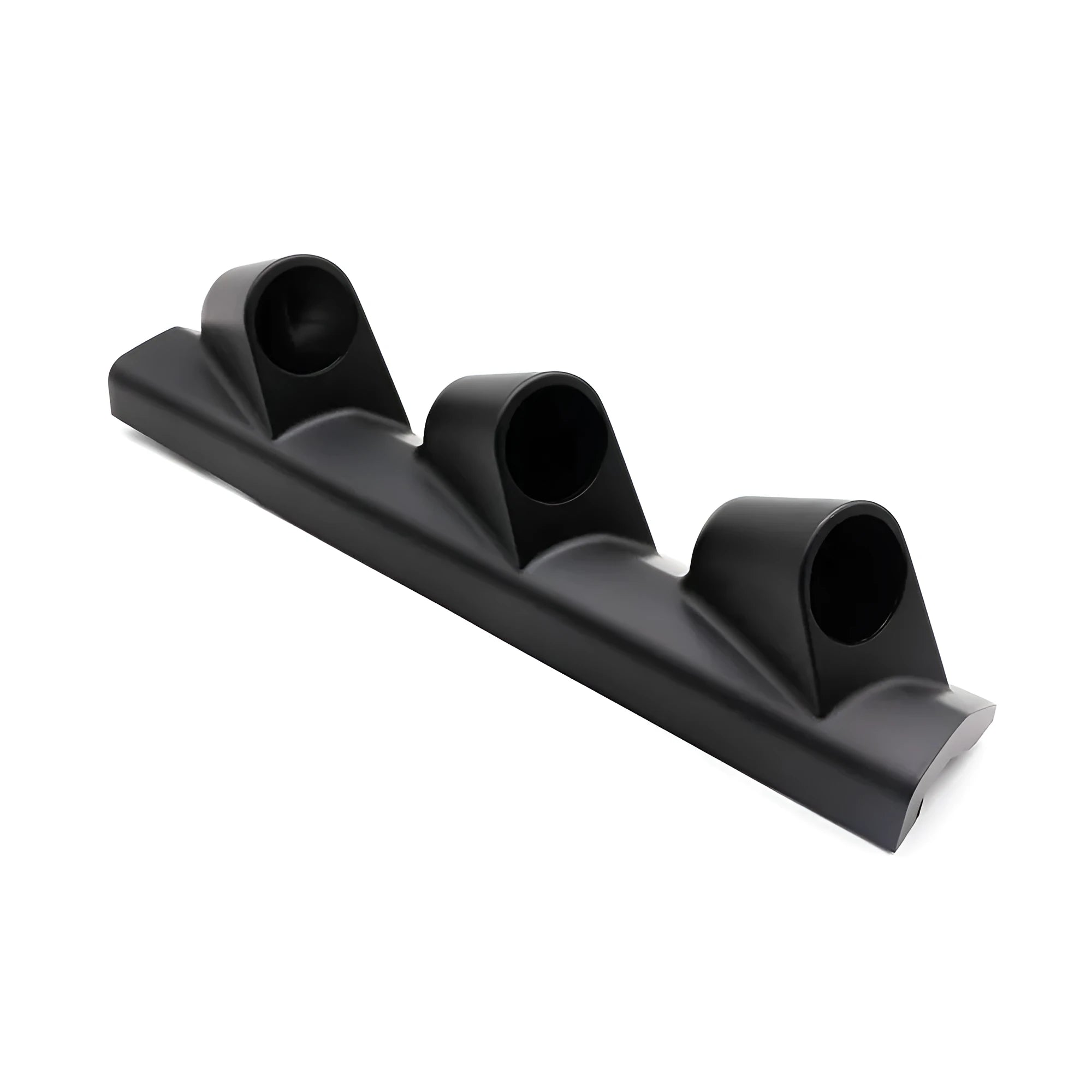 Black ABS plastic instrument stand with three mounting holes and 52mm gauge opening