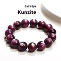 Natural purple lepidolite round bead crystal bracelet showing polished beads on a wrist.