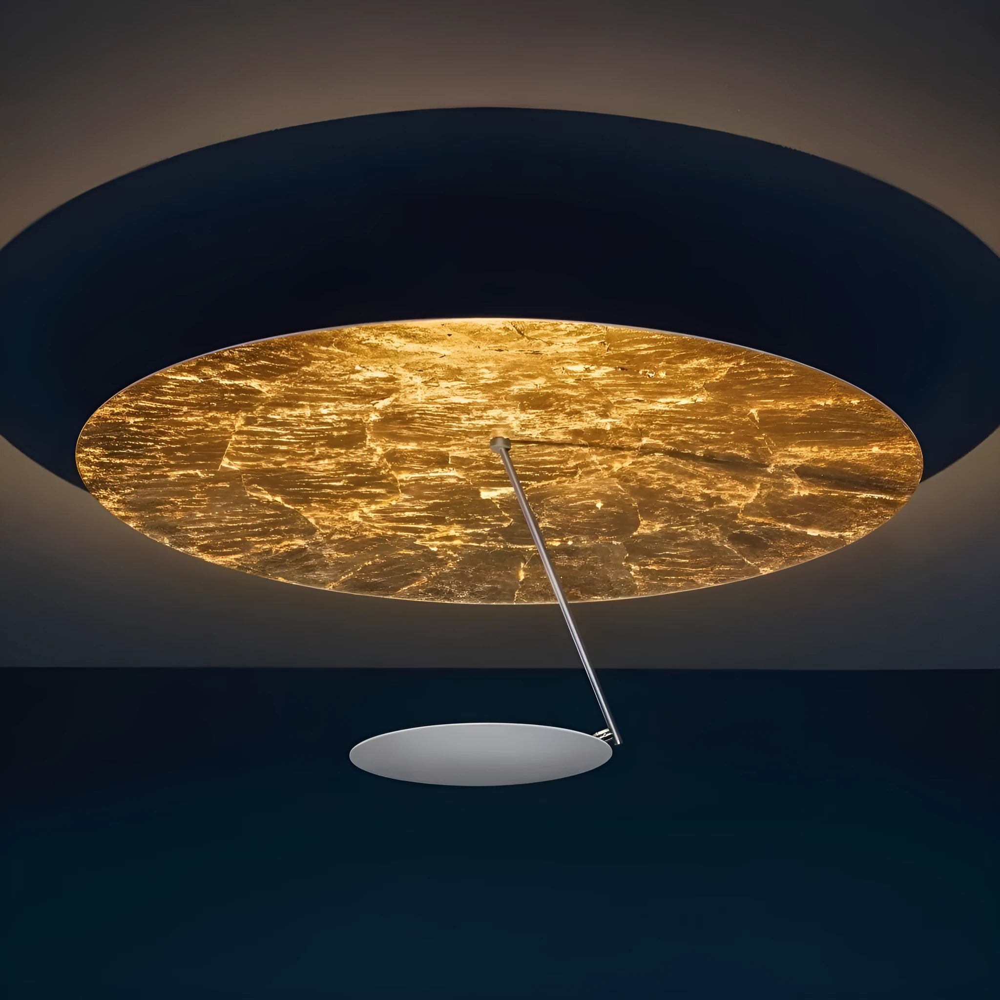 Creative iron ceiling lamp with 50cm diameter in white or white gold colour with LED warm light