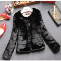 Women's short-sleeve faux fur tunic top in rabbit fur texture, shown in beige colour.