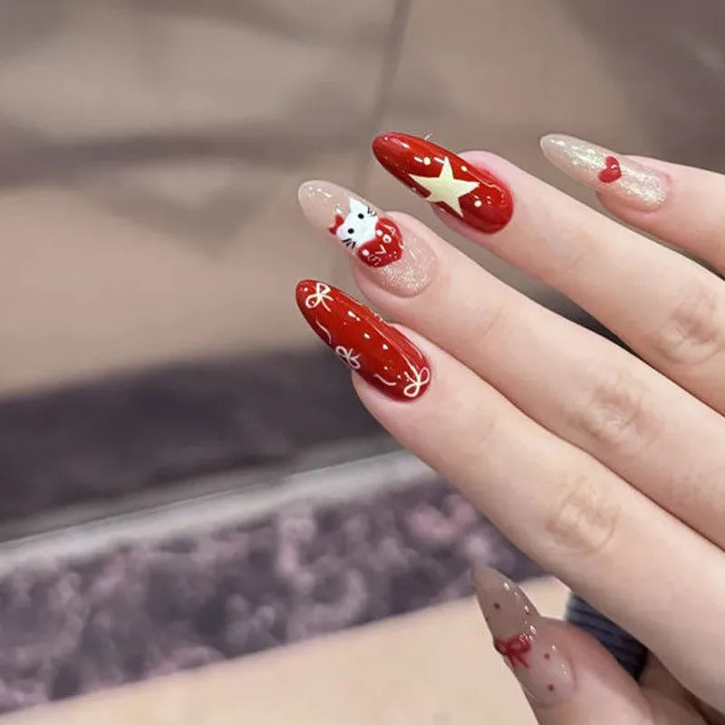 Five sets of sweet girl style press-on fake nails in a random colour assortment
