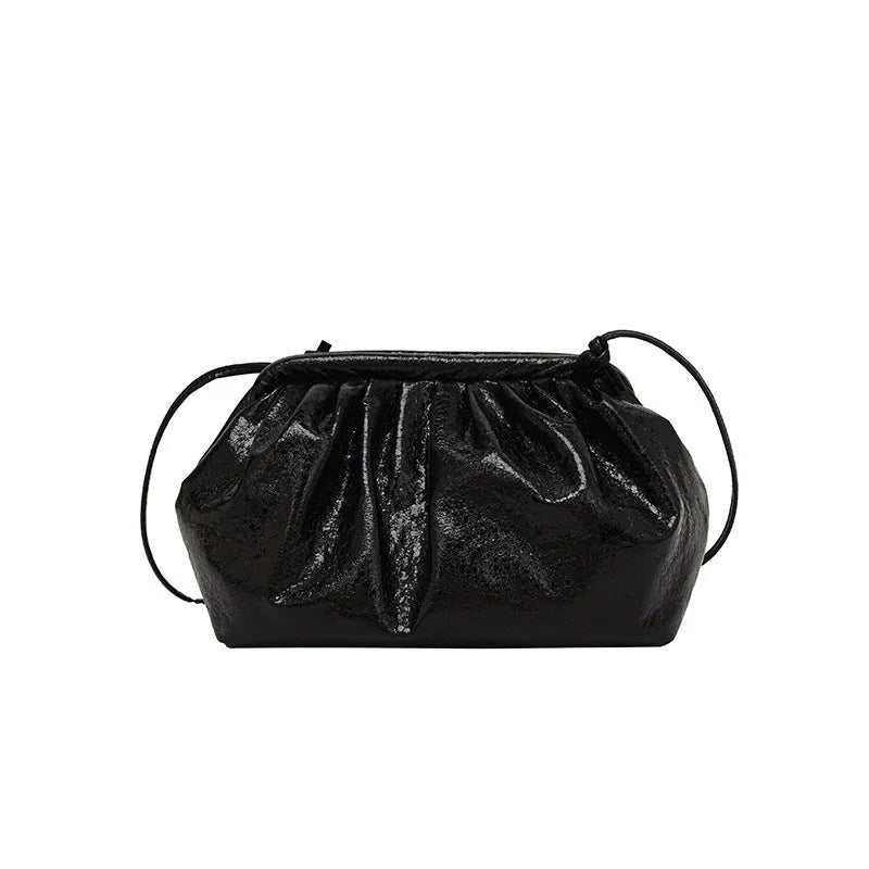 Shell-shaped PU leather hair clip crossbody bag with internal phone and document pockets