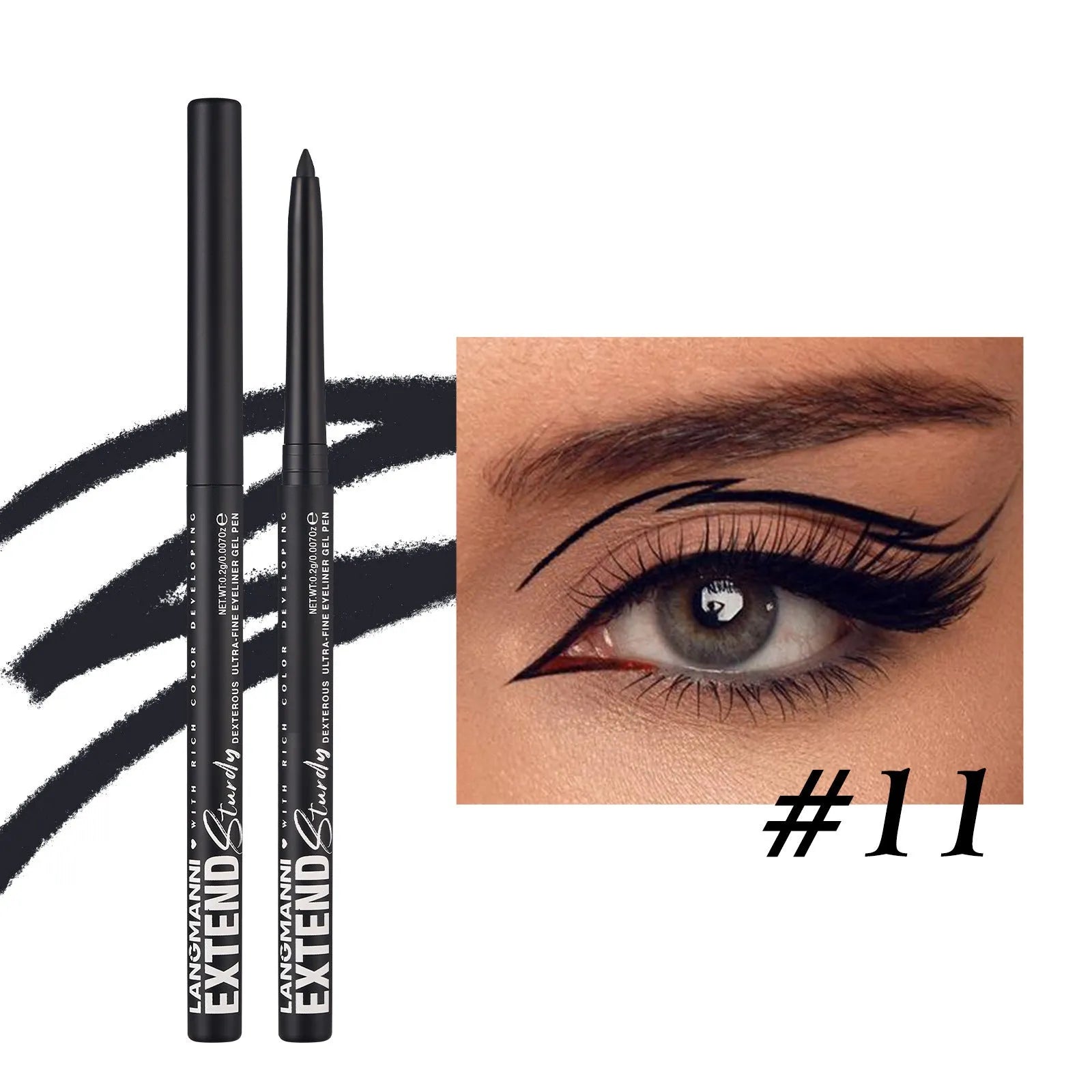 12 colourful gel glitter eyeliner pencils in vibrant shades including matte, glitter, metallic and pearl effects