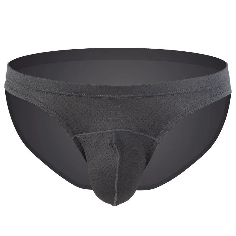 Men's transparent loose nylon underwear in blue on a white background