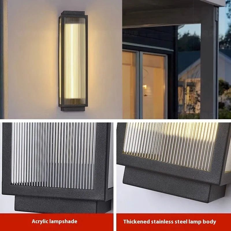 Stainless steel outdoor wall lamp with waterproof rating for garden installation