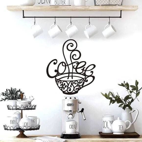 Black iron silhouette wall decoration with English letters design, 26x28 cm modern wall art