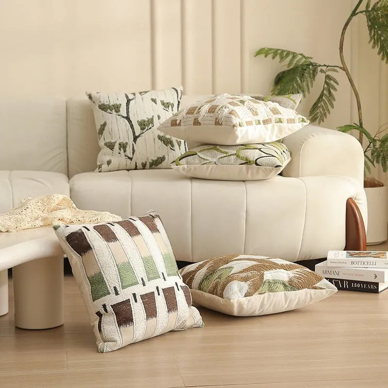 Square jacquard floral cushion cover in a choice of eight colours, measuring 45x45 cm.
